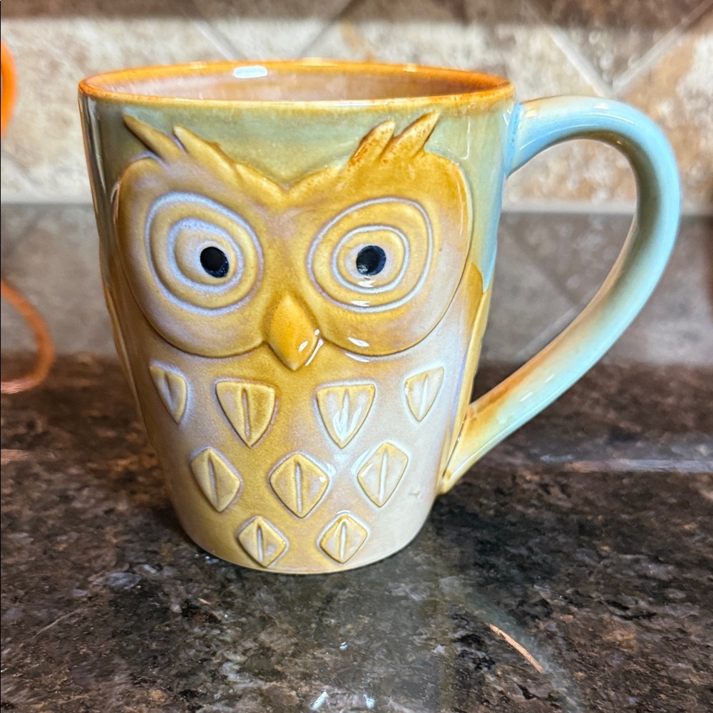 Gibson Owl Design Mug - Blue and Tan